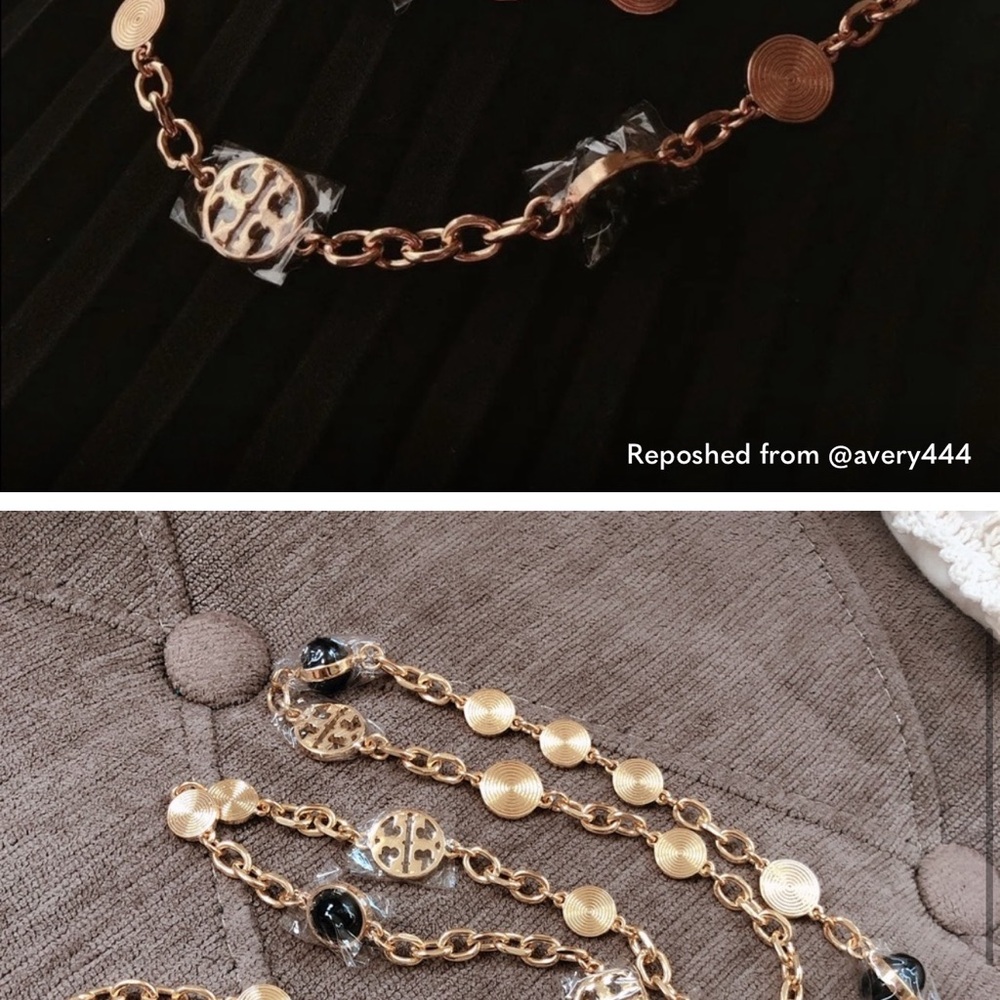 Tory Burch Gold Necklace with Leopard Accents